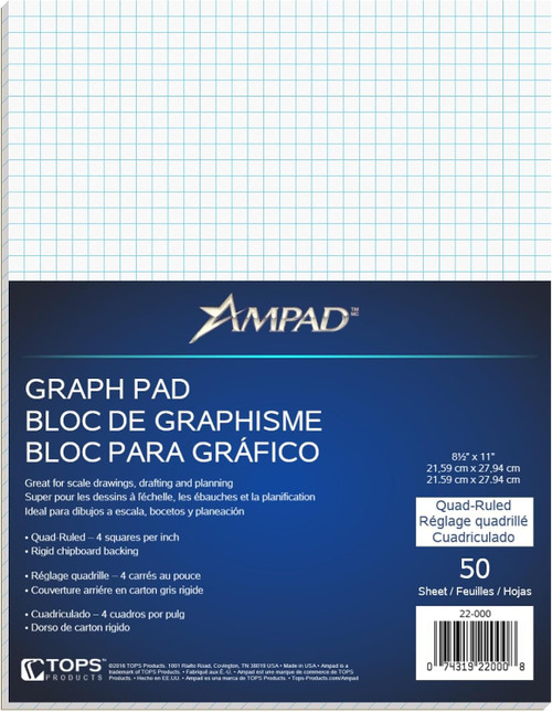 Ampad Graph Pad, Glue Top, Graph Rule ( 4x 4) - 50 Sheets
